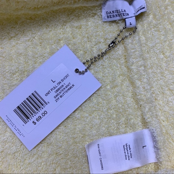 Danielle Bernstein Yellow banana cream cozy Knit pull on shorts new with tags - Picture 4 of 7
